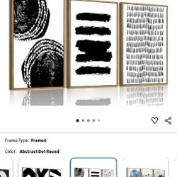 3 Piece Large Abstract Canvas Wall Art Black And White 16" X 24"