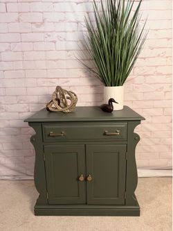 Green Cabinet | Solid Oak | Gold Hardware