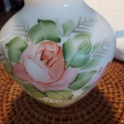 Vtg Deluxe Inc. U.S.A signed milk glass Victorian Vase