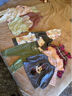 15+ Items - Girl Baby Clothes Lot - 6-9M & 12M: Overalls, Shirts, Baby Sets
