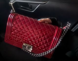 Authentic Pre-Owned Chanel Magenta Large Leather Quilted Boy Bag