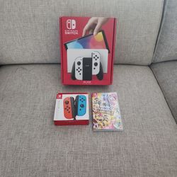 Nintendo Switch OLED,Joy-Con and Super Mario Party Jamboree game