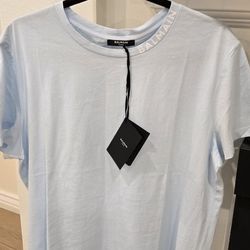 Brand New Balmain Men's Logo Light Blue Cotton T-Shirt Size M,L, XL
