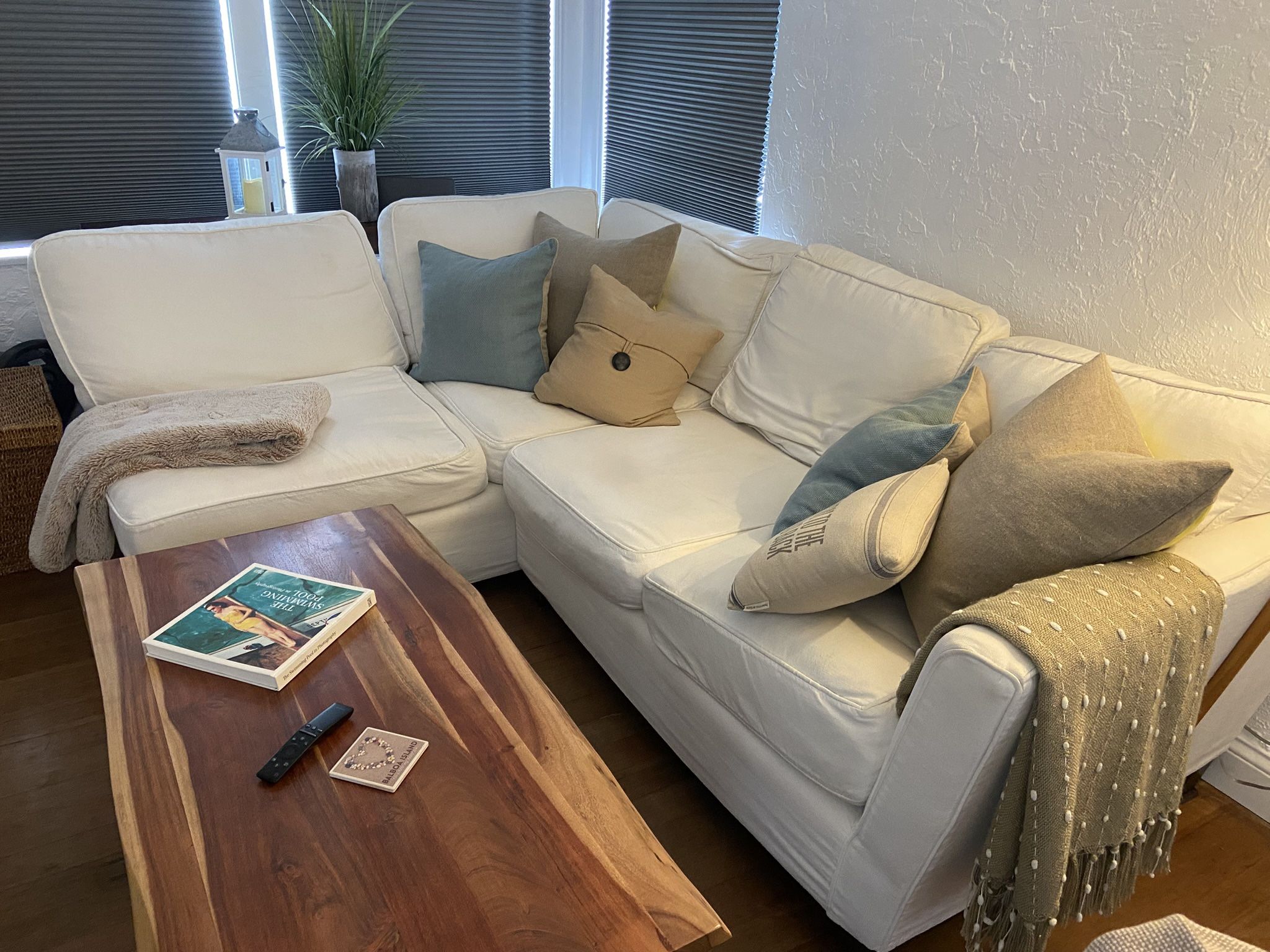 Sectional Sofa - with White Linen Slip Covers