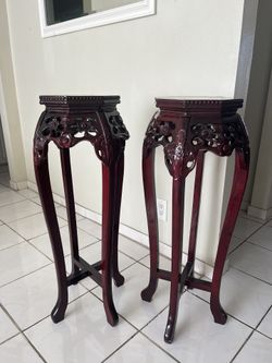 Antiques, Tall, 19 Century Chinese Carved Tables