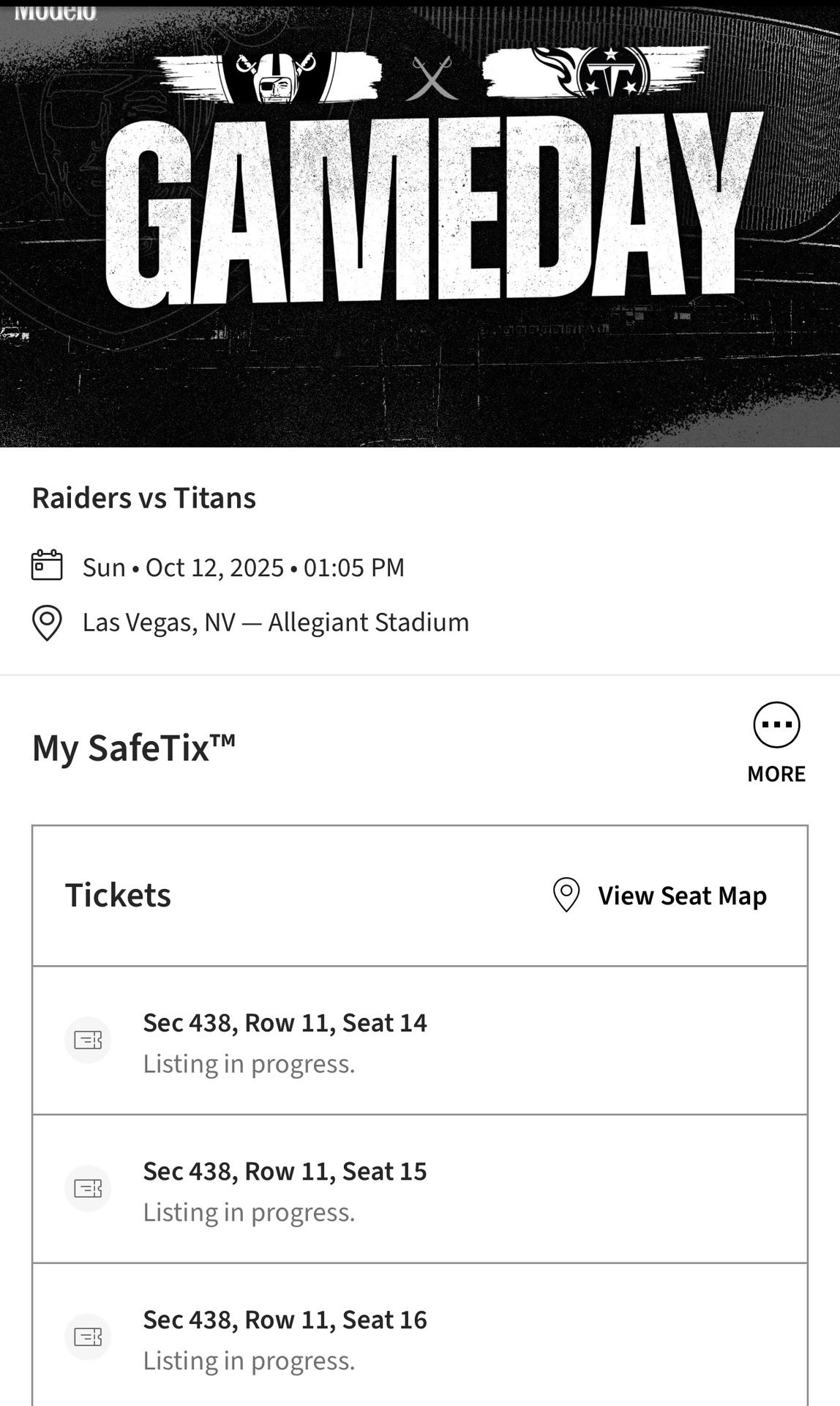 Raiders vs Titans / 50 Yard Line / Home Side
