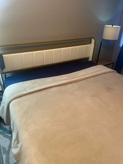 King Size Bed and Pillow Top Mattress with Box Spring w Built in Drawers