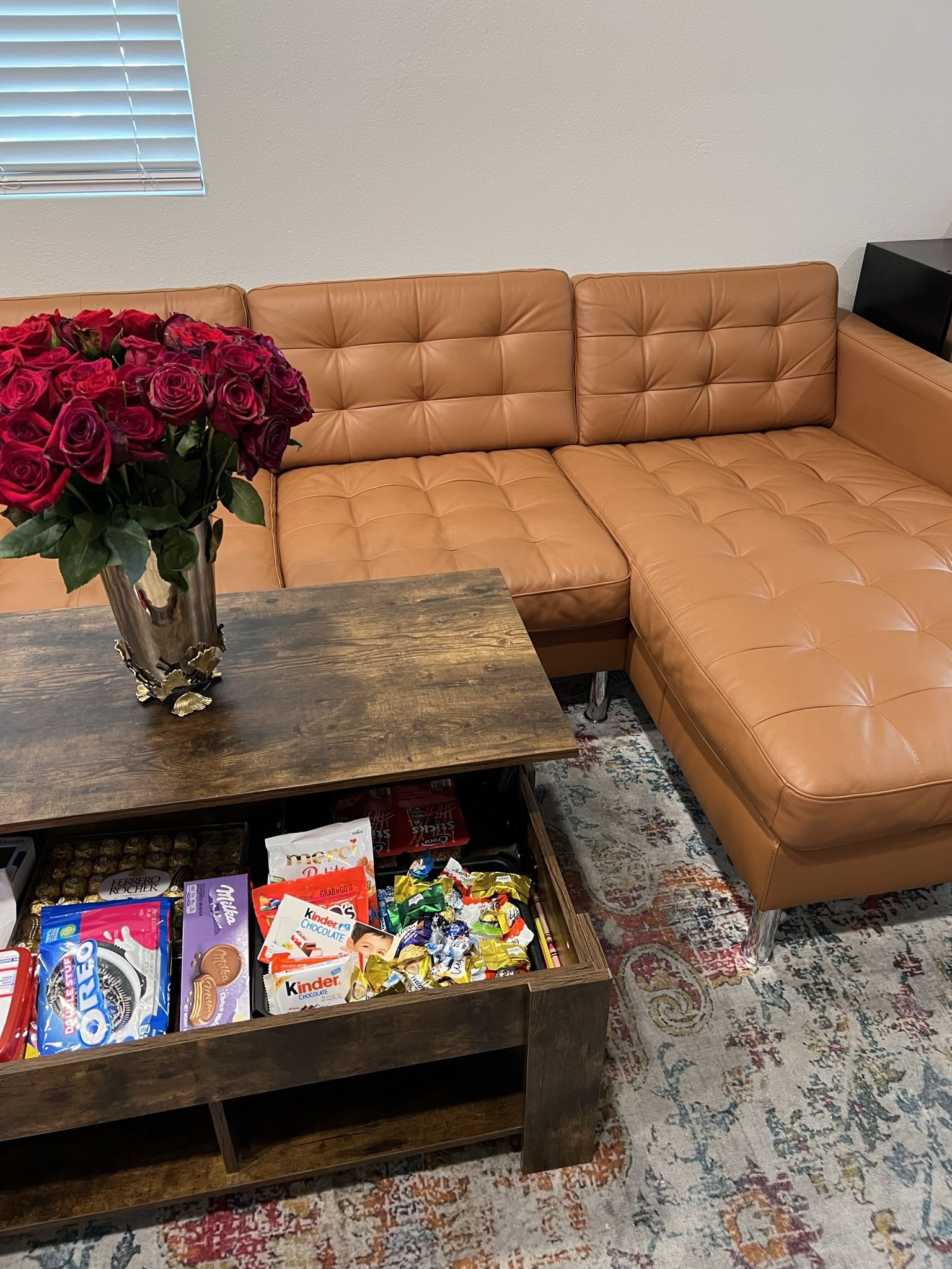 MORABO Sofa, with chaise/Grann/Bomstad golden brown/metal