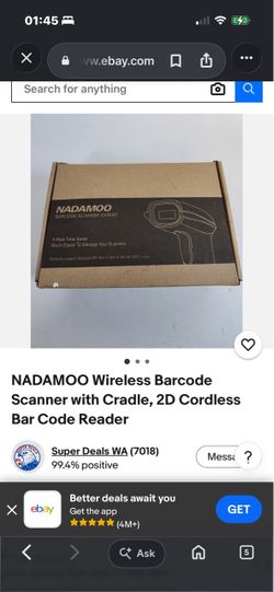 NADAMOO Wireless 2D Barcode Scanner with Cradle