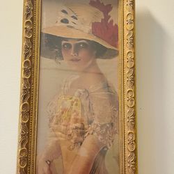 Gold Framed Vintage Veronica Yard Long Print 10”x36”