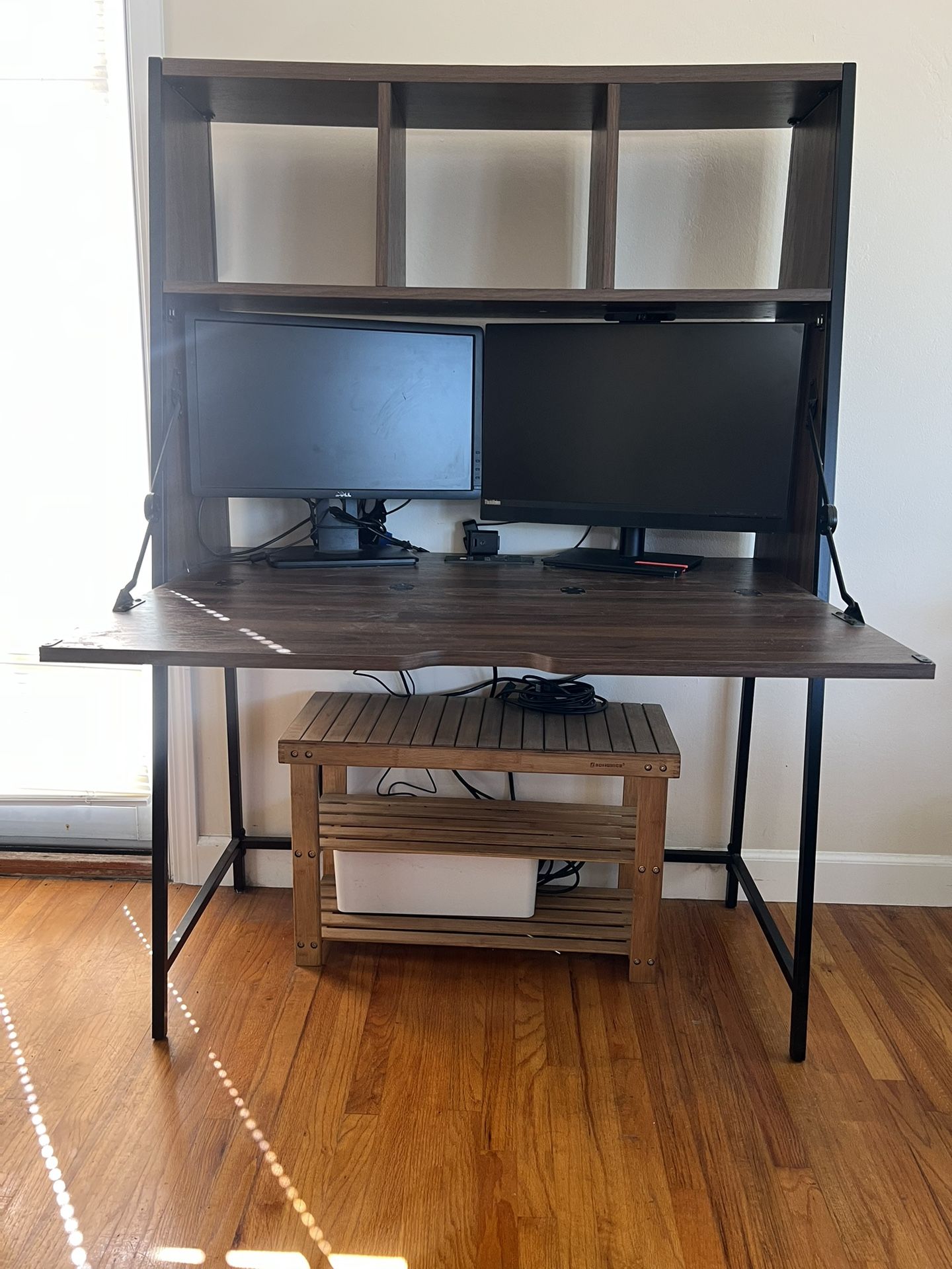 Work From Home Folding Desk & Shelf Decor
