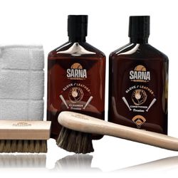 Baseball Glove Maintenance Kit Premium Leather Conditioner and Leather Cleaner (8 oz.) - Includes Cleaning and Brushes and Microfiber Towel