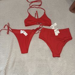 NWT Aerie Red/Orange Bikini Size Medium
