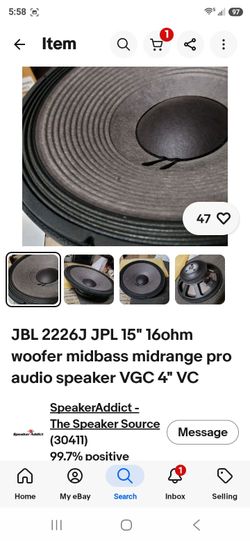 Jbl 2226 jpl 16 ohms speakers