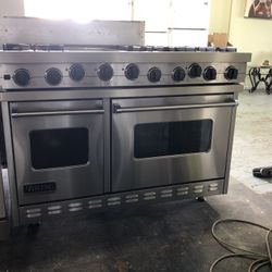 Viking 48” Wide Gas Range Stove In Stainless Steel With Sealed Burners 