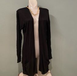 Pink rose Black Open-Front Longline Cardigan