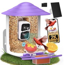 birdsnap® TUC Bird Feeder with Camera 2K HD, Solar Panel 32GB Card 4-in-1 Perch, 160°View Auto Detect & Notify AI Identify Video Bird Camera Wireless 