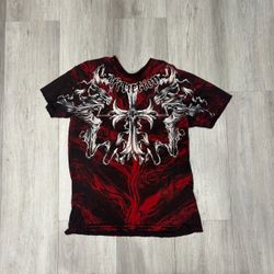 Affliction Graphic T-Shirt Red Black
