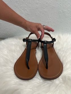 Coach Black T-Strap Flat Sandals(size 8,5)