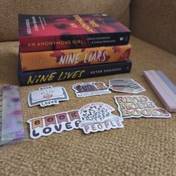 3 Book Lot with stickers, booktabs, bookmark,  book highlighters