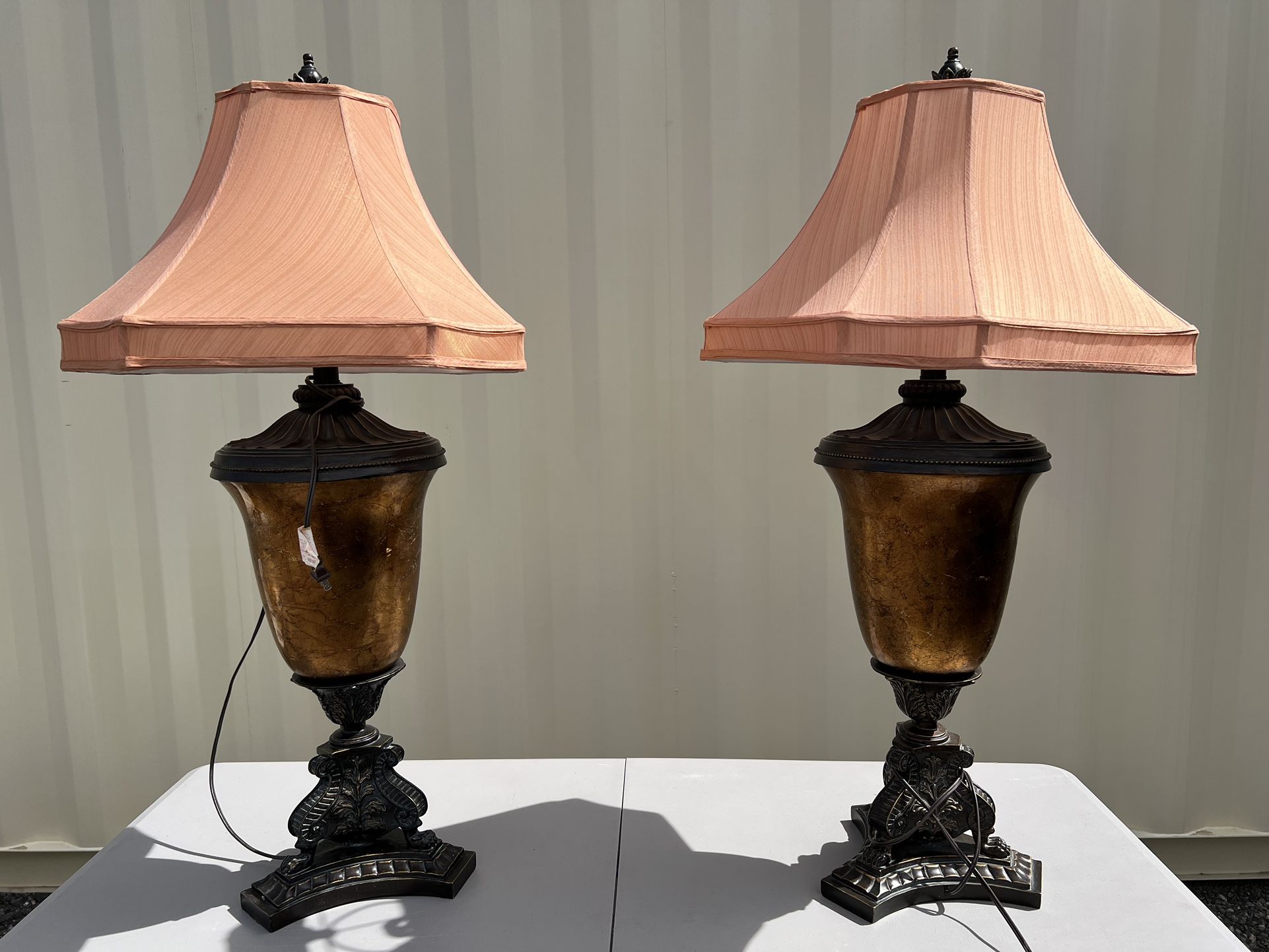 2 West Wood Collection urn glass lamps 