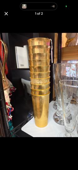 Set of 10 Mid Century Gold Tumblers by Hawthorn