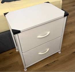 White Nightstand, Bedside Table with 2 Drawers