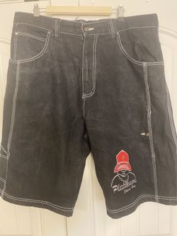 Vintage NYUS Men’s Sz 40 Waist Black Denim Platinum Baggy Hip-Hop Skater Streetwear Shorts