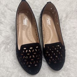 Size 8 black ballet flats shoes women