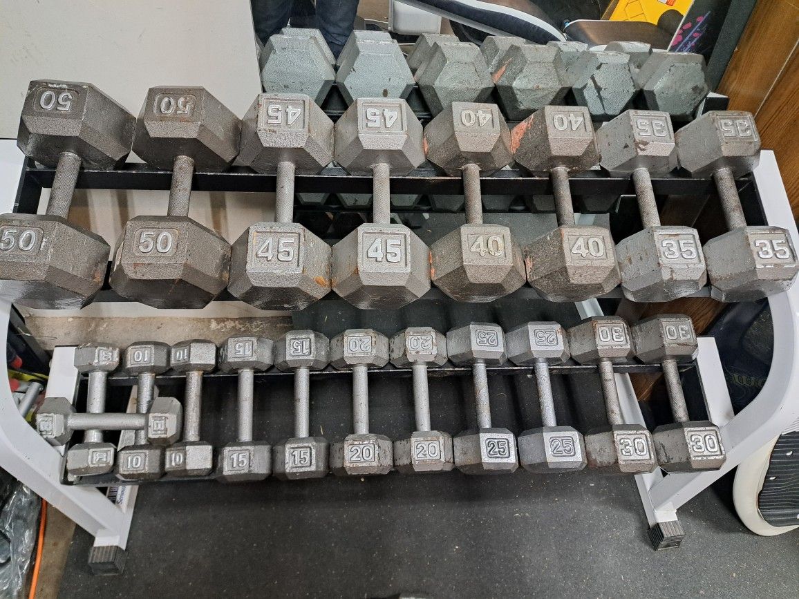Full Dumbell Set: 8lb - 50lb Pairs w/ Rack 