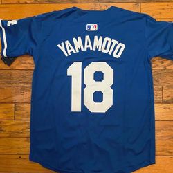 $45 White Blue Grey Stitched Los Angeles Dodgers Yoshinobu Yamamoto Championship Jersey