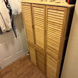Large Bamboo Shoe Cabinet / Storage Unit