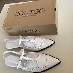 Coutgo Womens Slingback Kitten Heels Oxford Pump