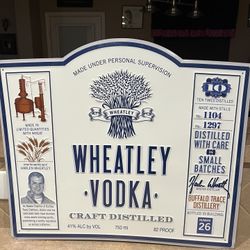 NEW Large Metal Raise Print Sign”Wheatley Craft Distilled” Wall Decorative Sign