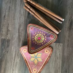 Embroidered Leather Stools