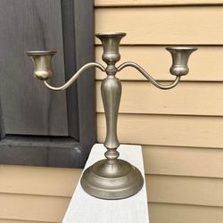 Vintage Restoration Hardware Pewter Three Arm Candelabra Candle Holder 12”