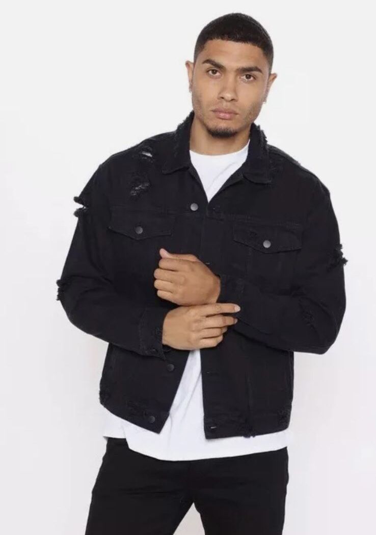Fashionova Mens Jean Black Jacket
