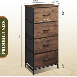 Dresser with 4 Drawers, Fabric Storage Tower, Organizer Unit for Bedroom, Hallway, Entryway, Closets, Sturdy Steel Frame, Wood Top, Easy Pull Handle, 