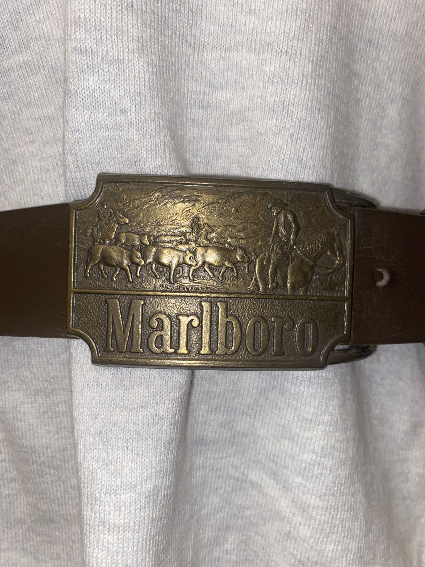 Marlboro Belt Buckle w/ Leather Belt