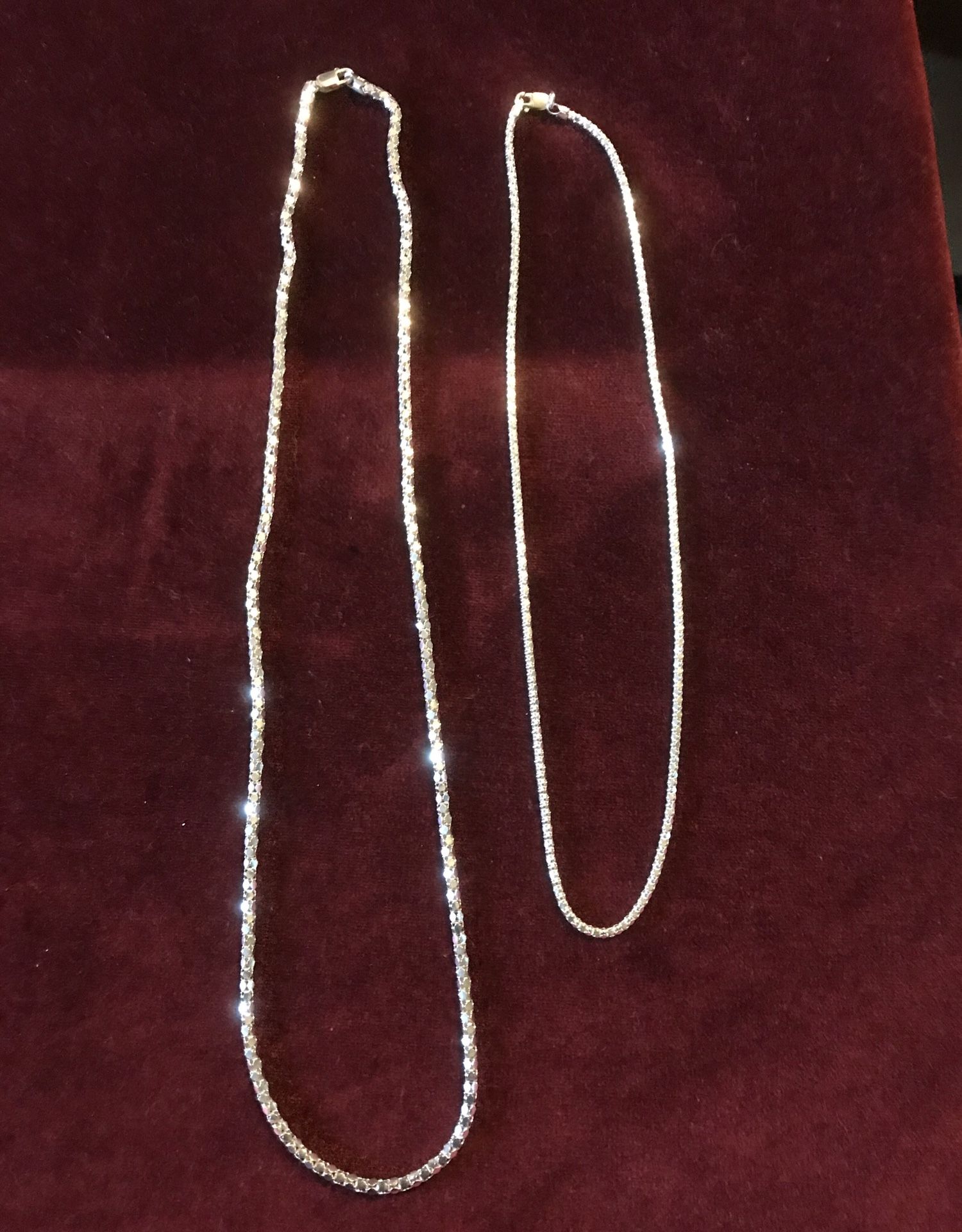 2 STERLING SILVER CHAINS 1 - 24” 925 ITALY 1 - 18” 925 TOGETHER 8.68 grams