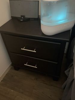 Pair of dark wood nightstands, 2 drawers each