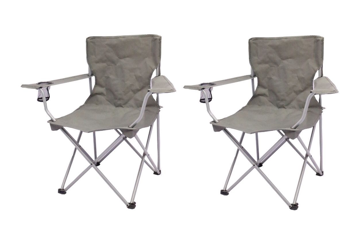 Ozark Trail Quad Folding Camp Chair 2 Pack Gray color A2-14