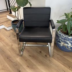 Black Pleather Chair - Modern or Mid Century