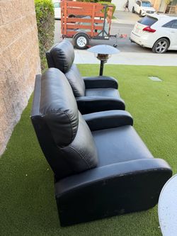 Black  Faux Leather Recliner Armchair Set