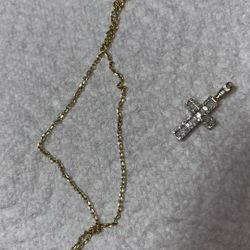 10KGOLD Chain Necklace (12IN) W 10KGOLD  Pendant with .5k DIAMONDS 