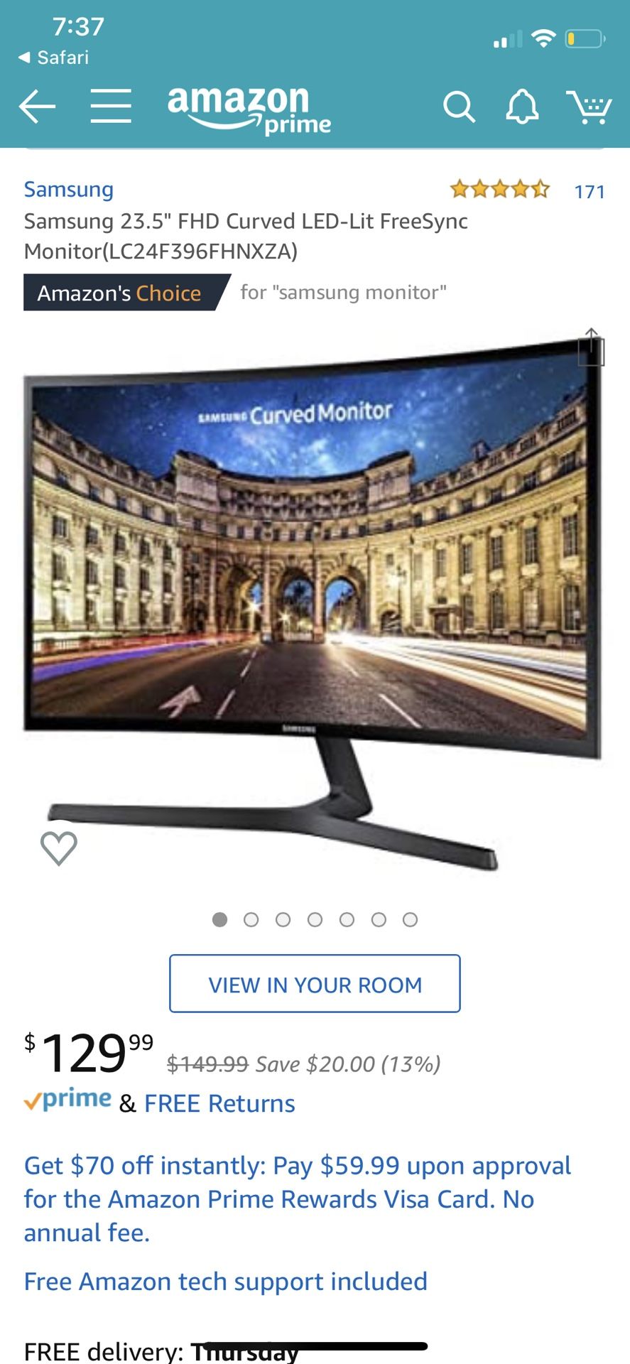 Samsung 23.5 FHD curved LED-LIT freesync monitor