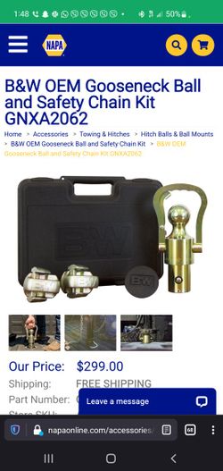 B&W OEM Gooseneck Ball and Safety Chain Kit GNXA2062