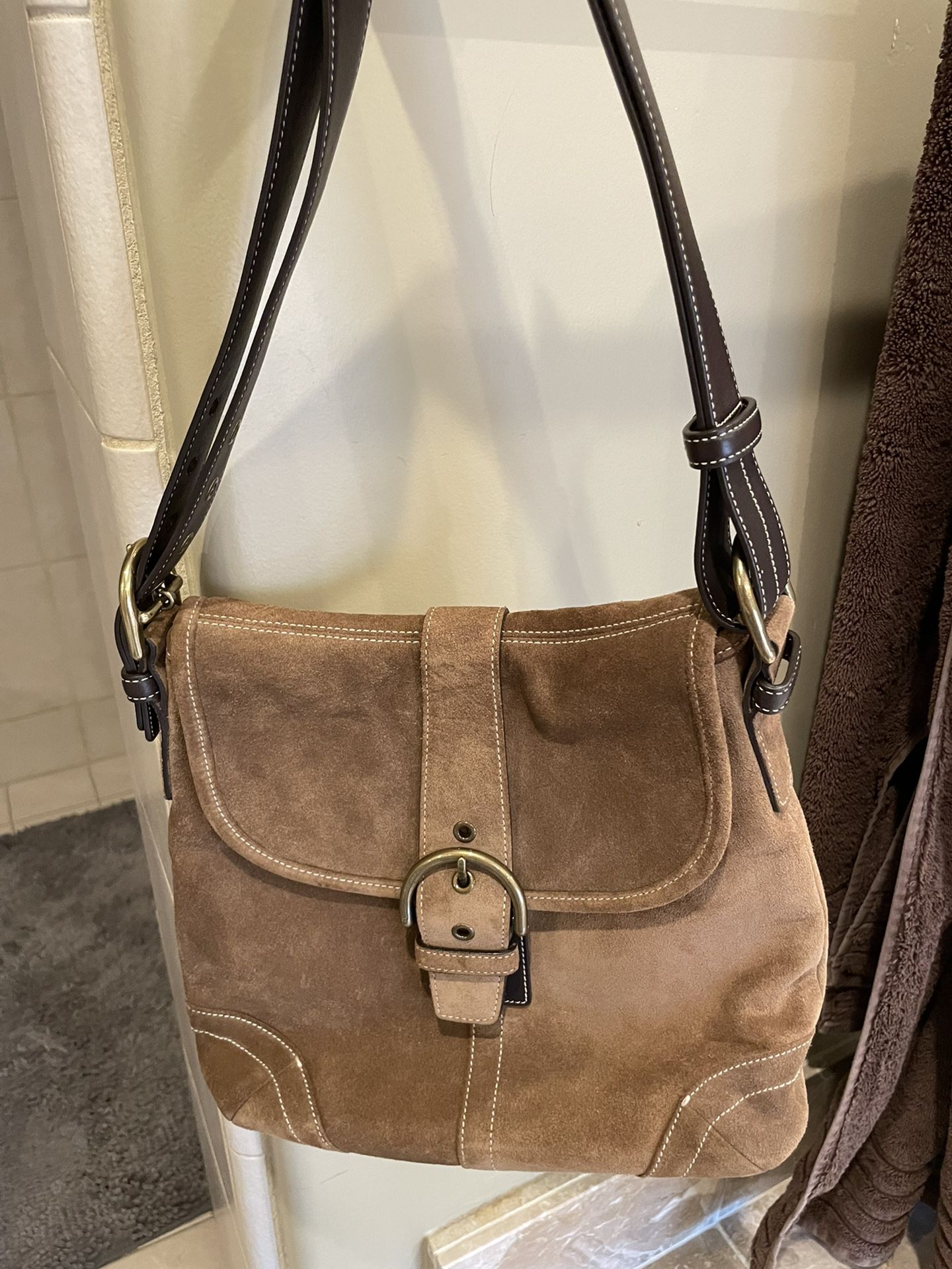 Brown Suede Coach Bag Perfect Condition 