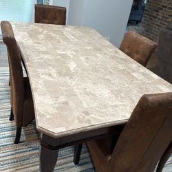 Dining Marble Table With 4 Chairs 