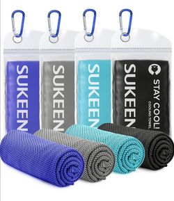 Cooling Towel With Individual Plastic Pouch & Carabiner Brand New 2 Pcs